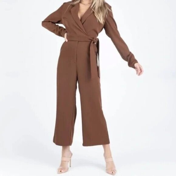 Kittenish Best Dressed Chocolate Jumpsuit NWT Small - Picture 1 of 7